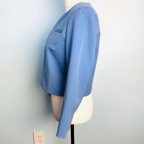 J. Crew 365 Cropped Collarless Jacket In Bi-Stretch Cotton Size 2 - Picture 3 of 8